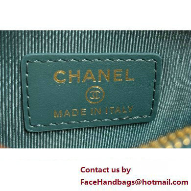 Chanel Grained Calfskin  &  Gold-Tone Metal Zip Coin Purse AP2061 Green 2025